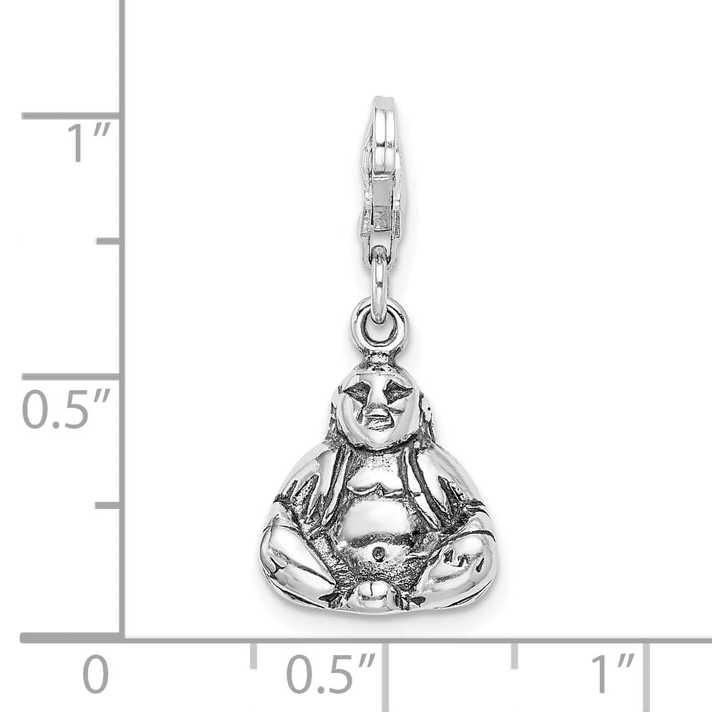 Sterling Silver 3-D Buddha with Fancy Lobster Clasp Charm