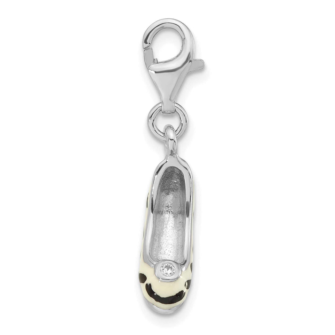 Sterling Silver 3-D CZ Enamel Zebra High Heel Charm