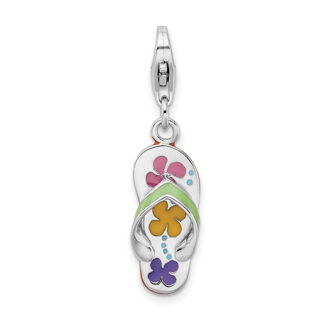 Sterling Silver 3-D Enameled Flip-flop Charm