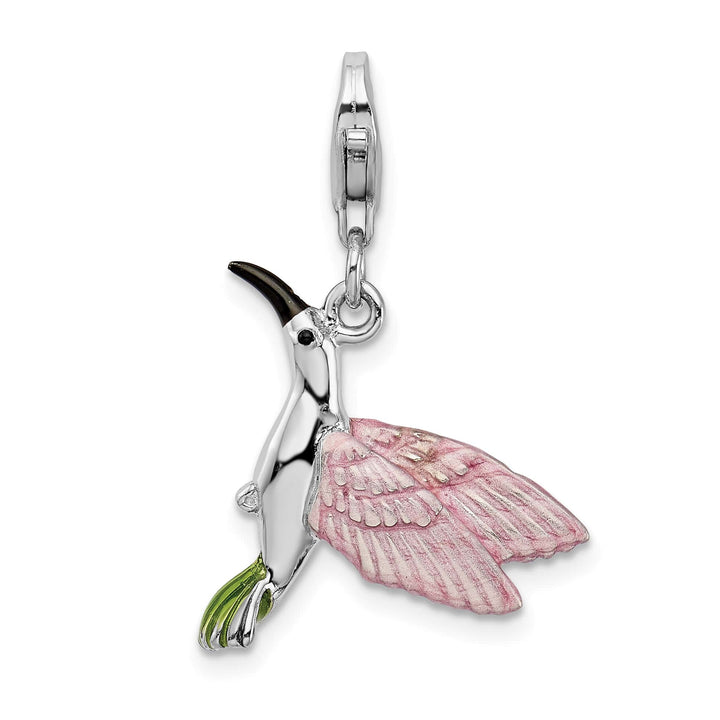 Sterling Silver 3-D Enameled Hummingbird Charm