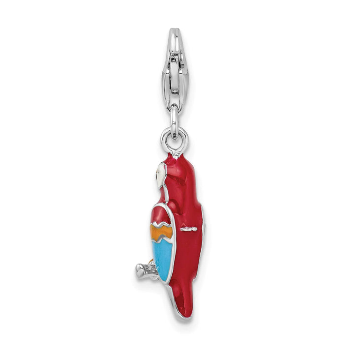 Sterling Silver 3-D Enameled Parrot Charm