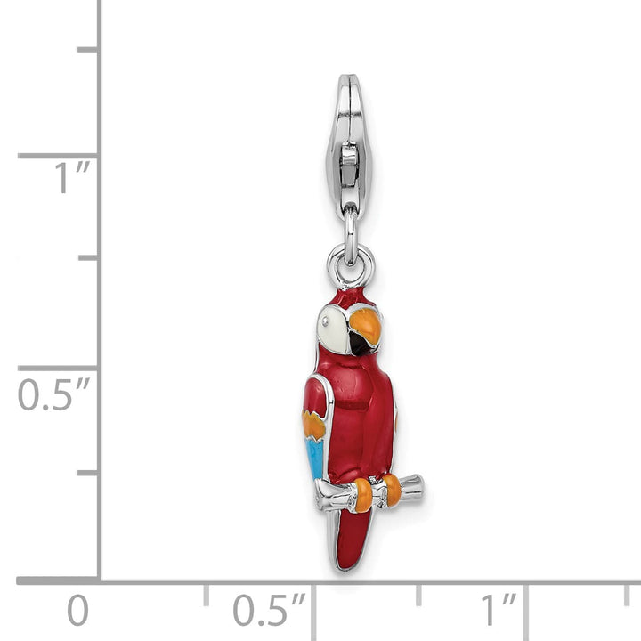 Sterling Silver 3-D Enameled Parrot Charm