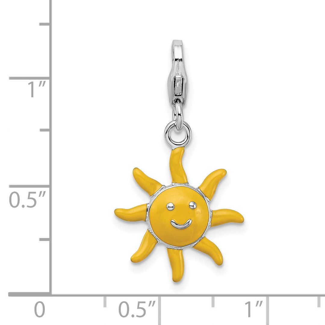 Sterling Silver 3-D Enameled Sunshine Charm
