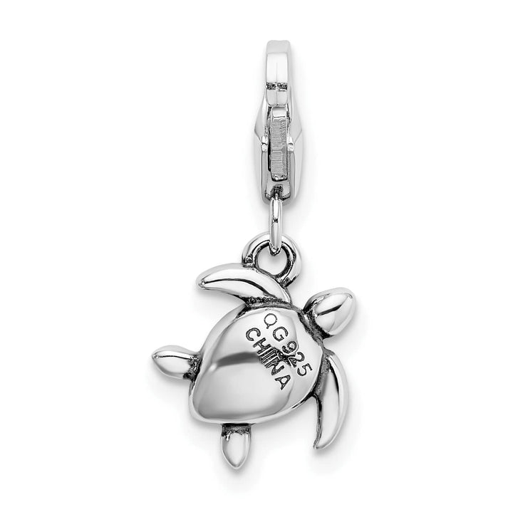 Sterling Silver 3-D Green Crystal Turtle Charm