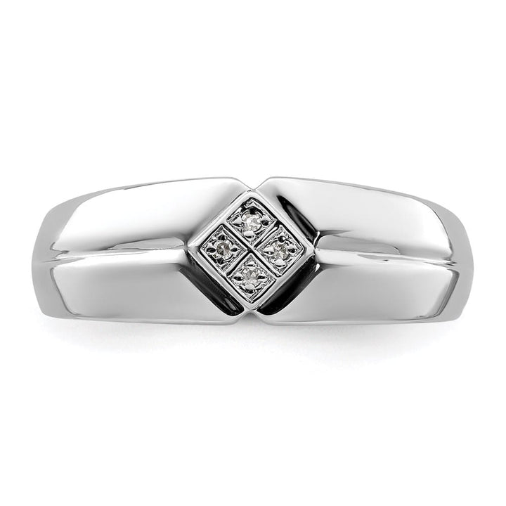 Sterling Silver 3 mm 4.10 g Diamond Men's Ring