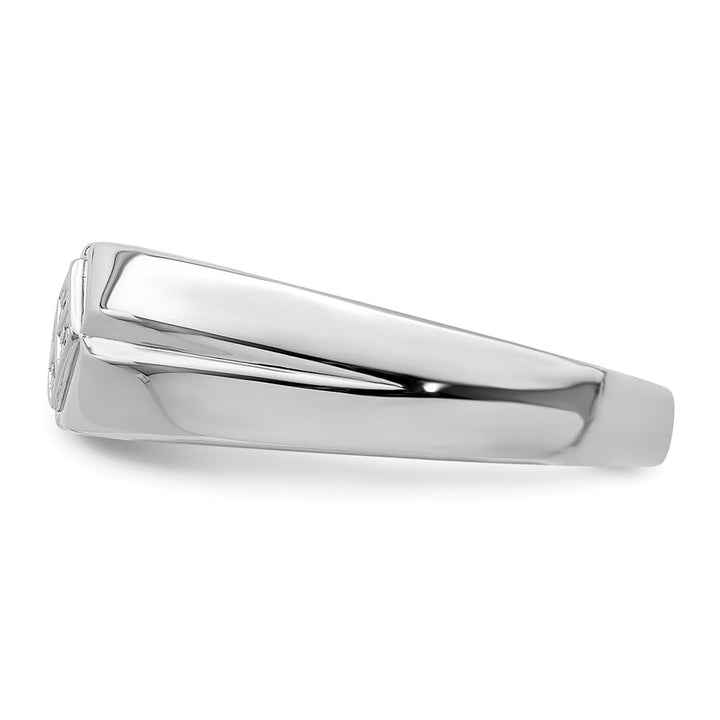 Sterling Silver 3 mm 4.10 g Diamond Men's Ring