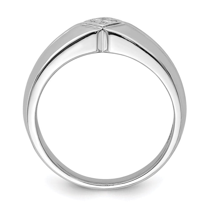 Sterling Silver 3 mm 4.10 g Diamond Men's Ring
