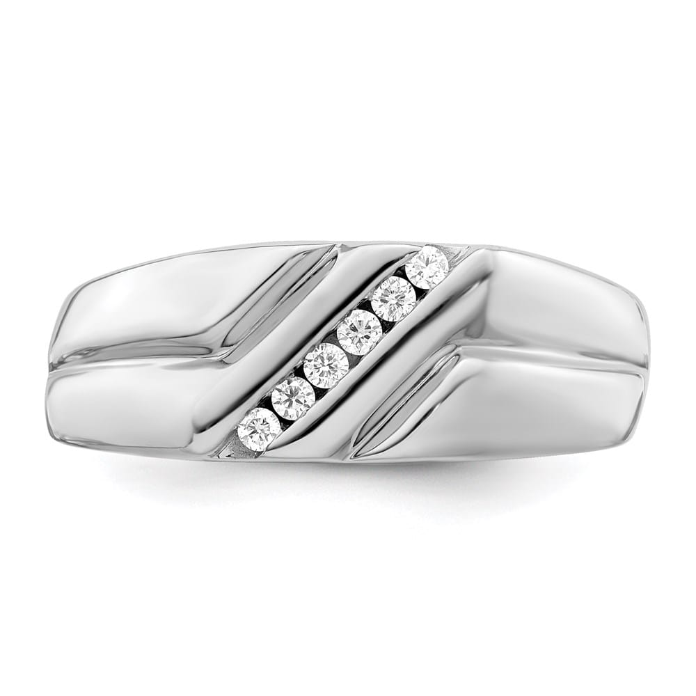 Sterling Silver 3 mm 5.18 g Diamond Men's Ring