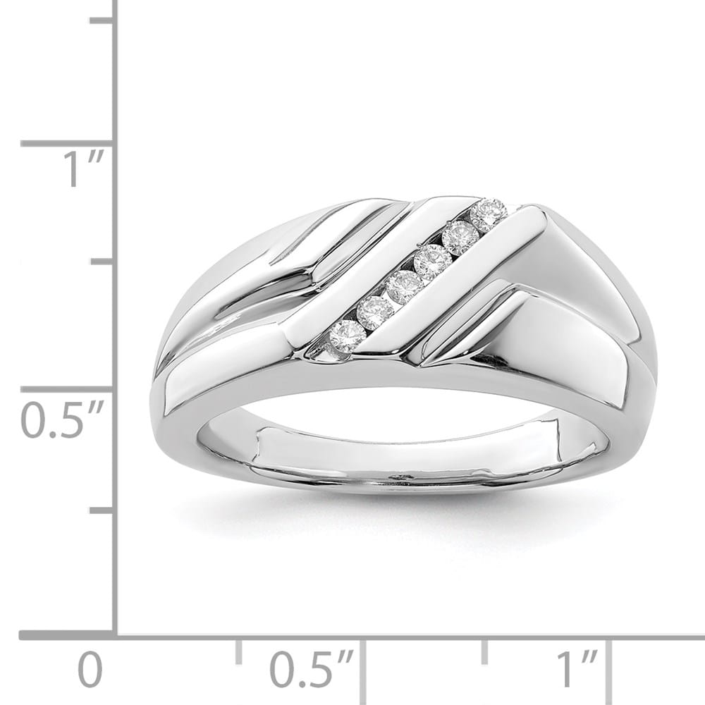 Sterling Silver 3 mm 5.18 g Diamond Men's Ring