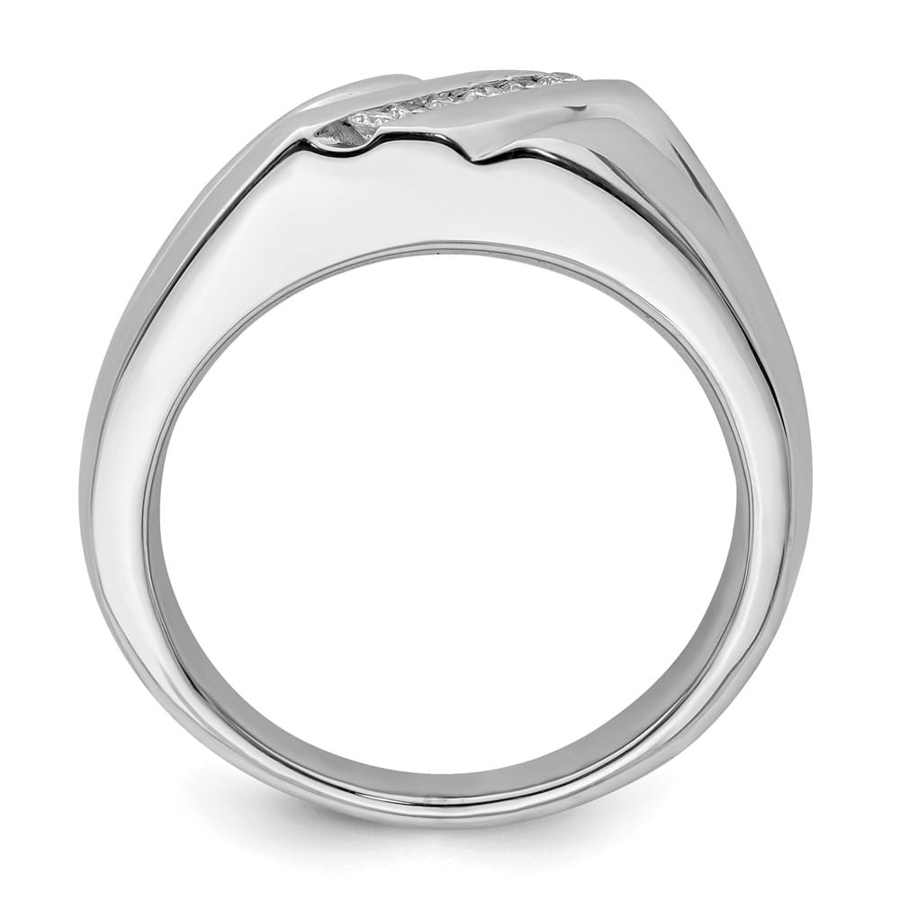 Sterling Silver 3 mm 5.18 g Diamond Men's Ring