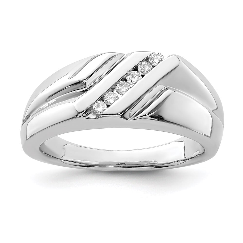 Sterling Silver 3 mm 5.18 g Diamond Men's Ring