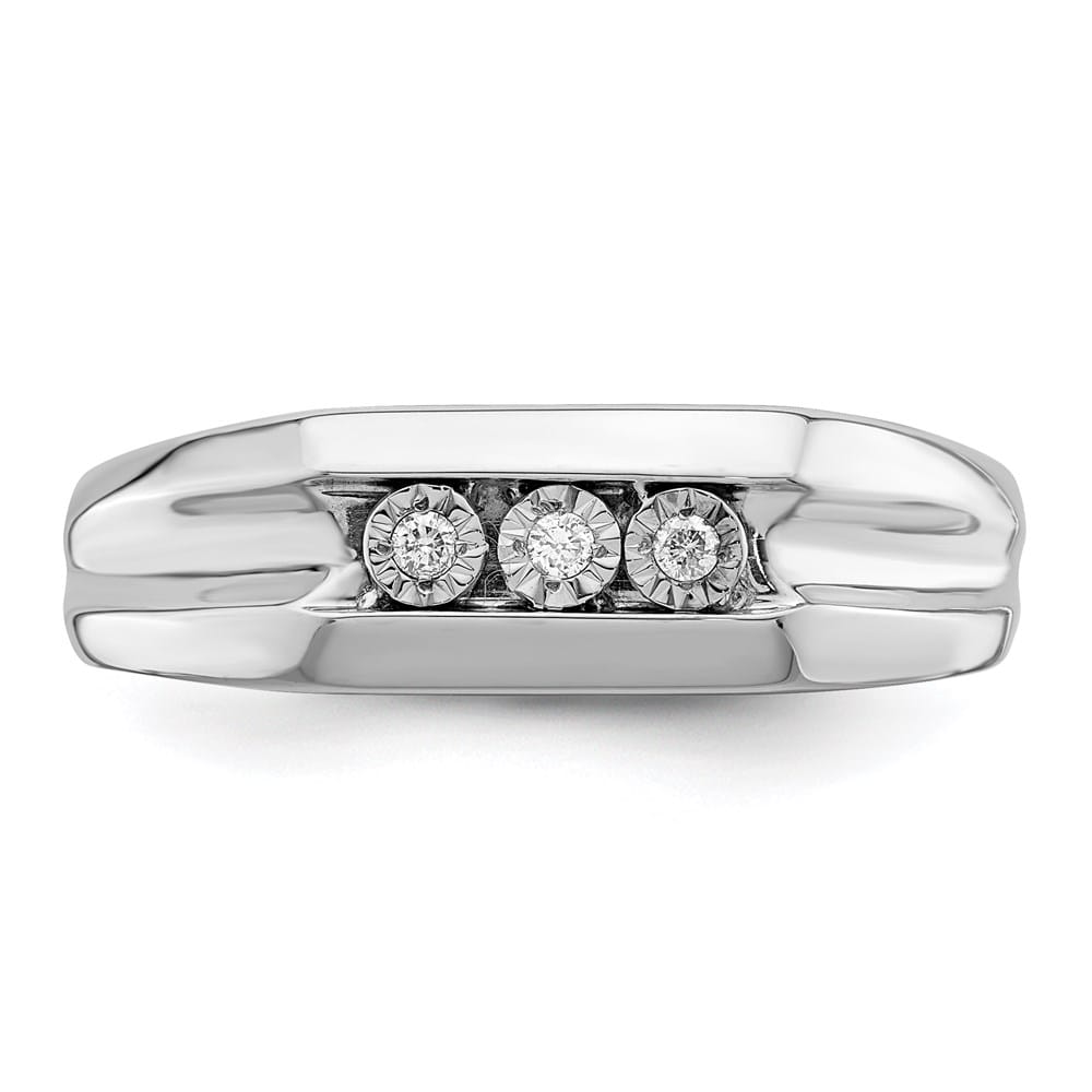 Sterling Silver 3 mm 5.57 g Diamond Men's Ring