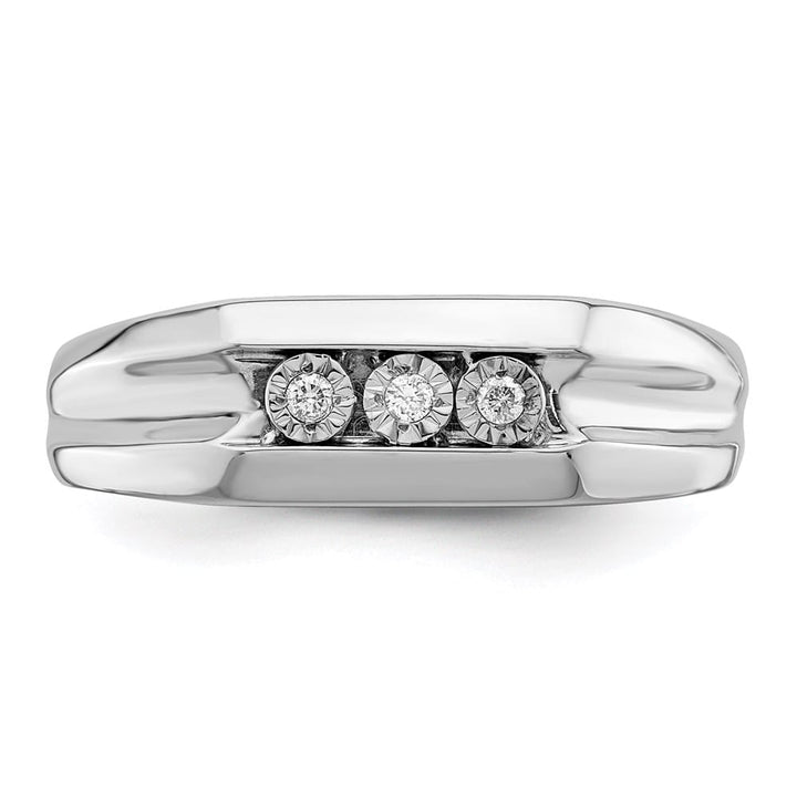 Sterling Silver 3 mm 5.57 g Diamond Men's Ring