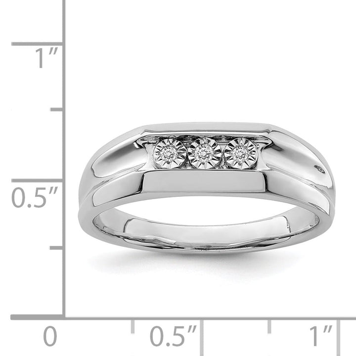 Sterling Silver 3 mm 5.57 g Diamond Men's Ring