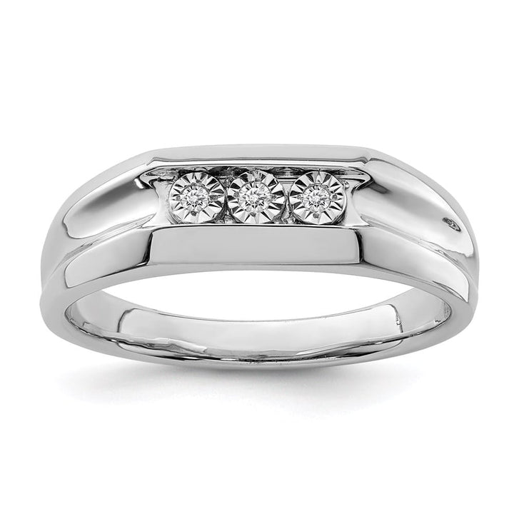 Sterling Silver 3 mm 5.57 g Diamond Men's Ring