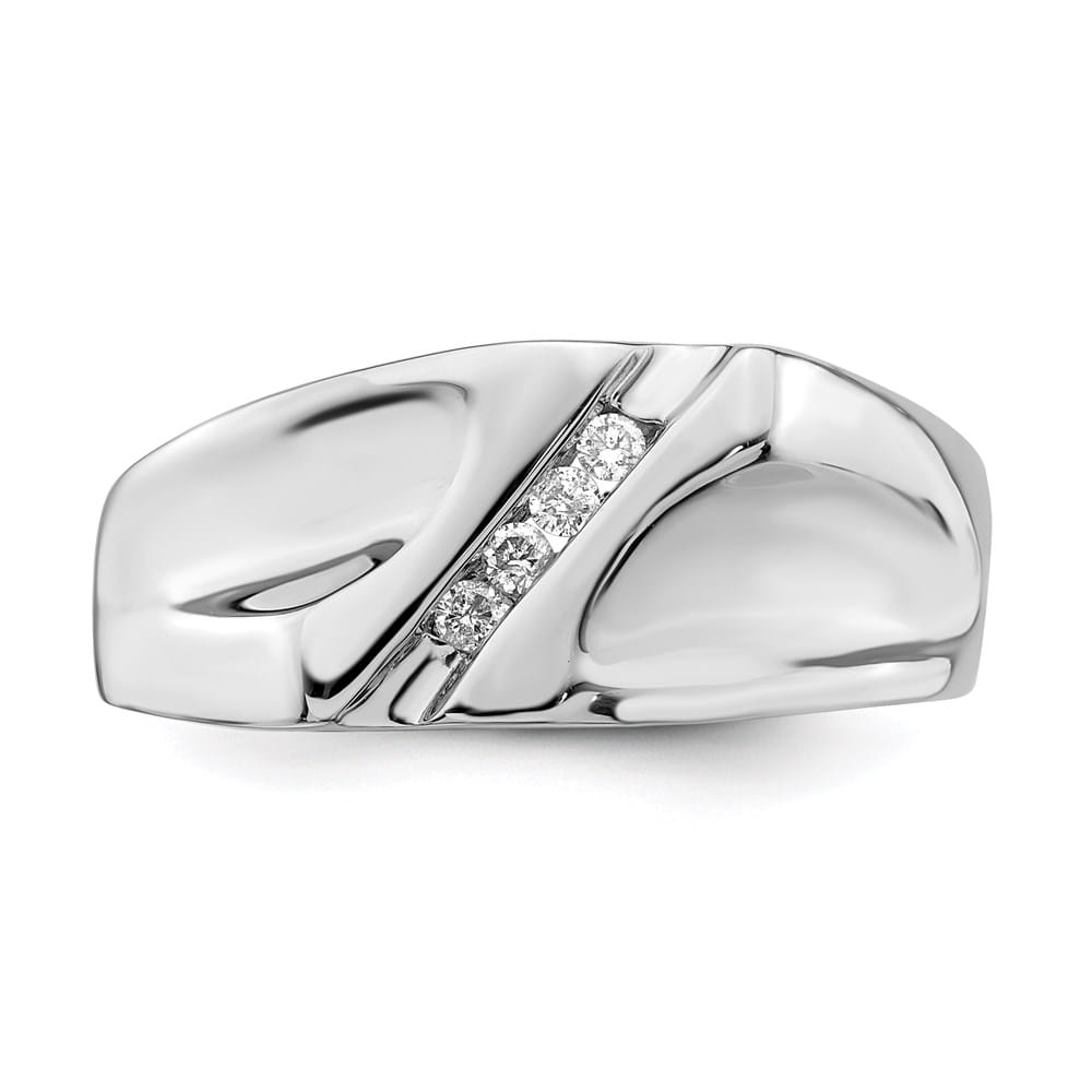 Sterling Silver 3 mm 7.16 g Diamond Men's Ring