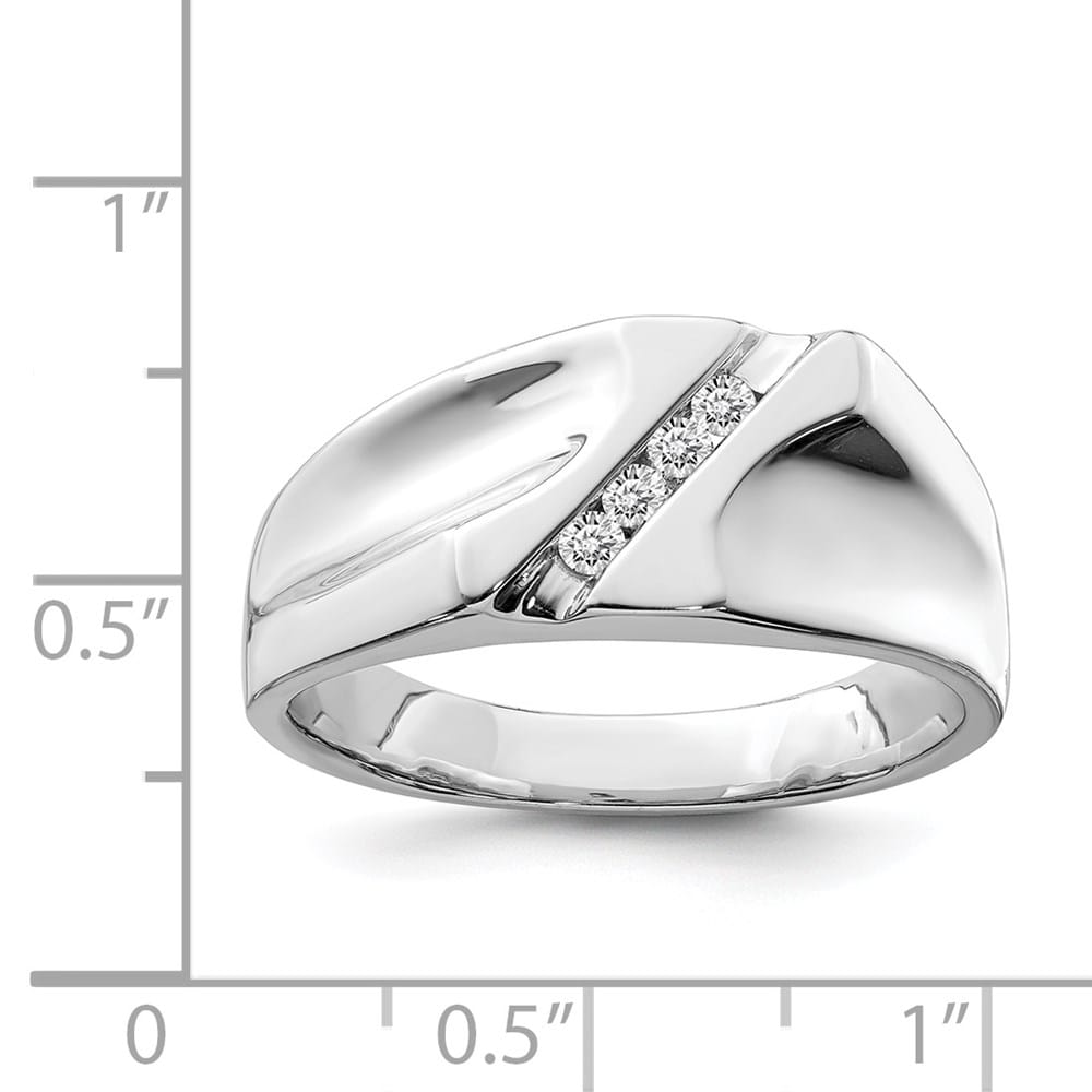 Sterling Silver 3 mm 7.16 g Diamond Men's Ring