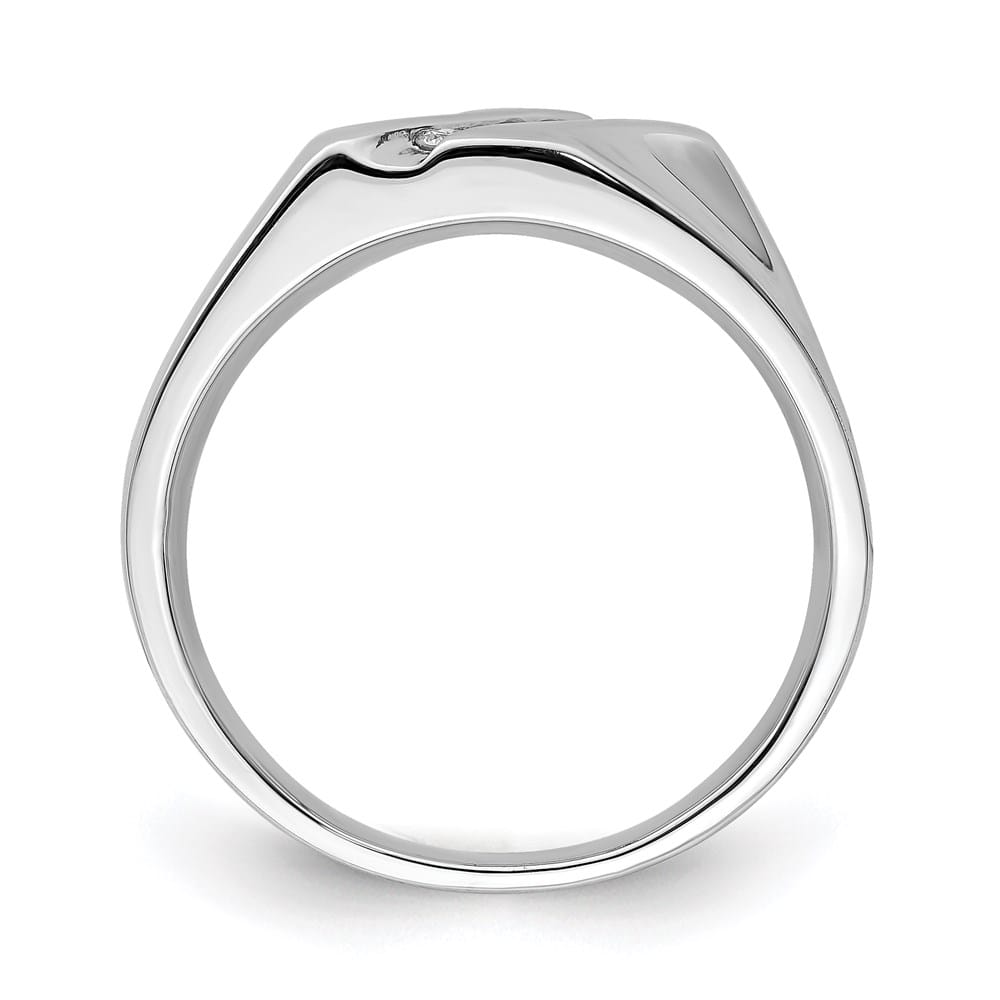Sterling Silver 3 mm 7.16 g Diamond Men's Ring