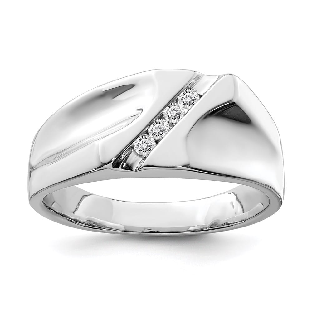 Sterling Silver 3 mm 7.16 g Diamond Men's Ring