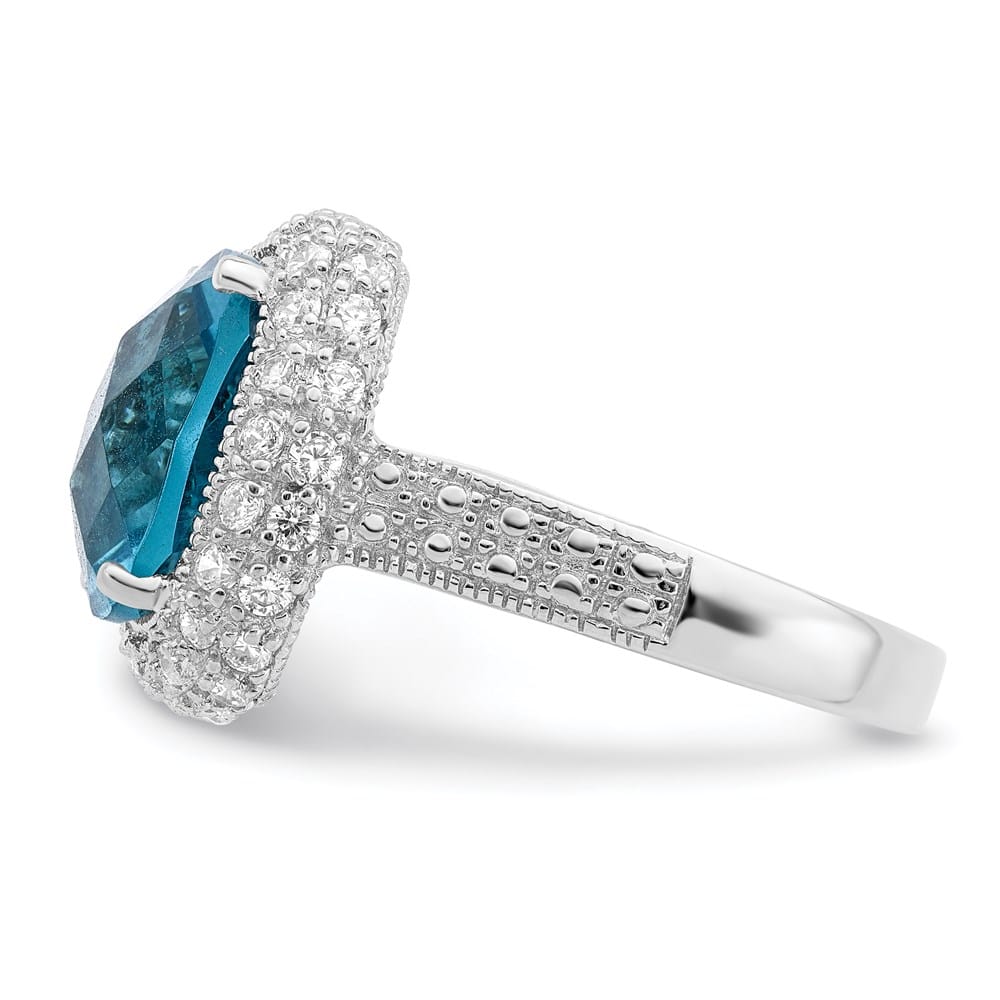 Sterling Silver 3 mm Blue CZ Ring
