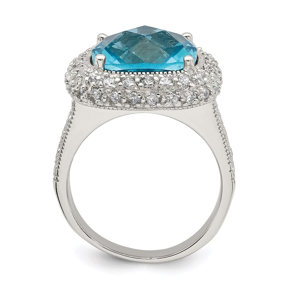 Sterling Silver 3 mm Blue CZ Ring