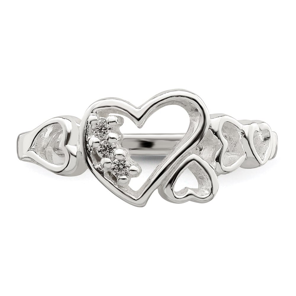Sterling Silver 3 mm CZ Heart Ring