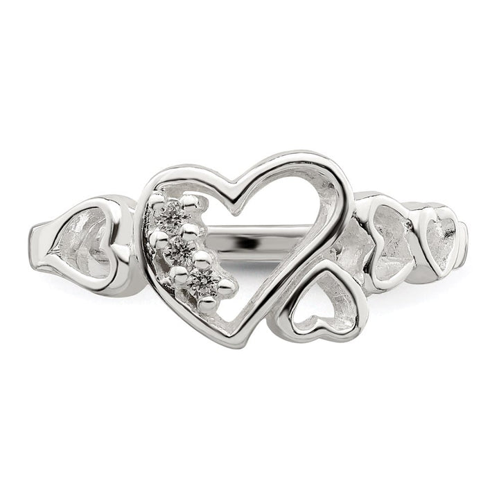 Sterling Silver 3 mm CZ Heart Ring