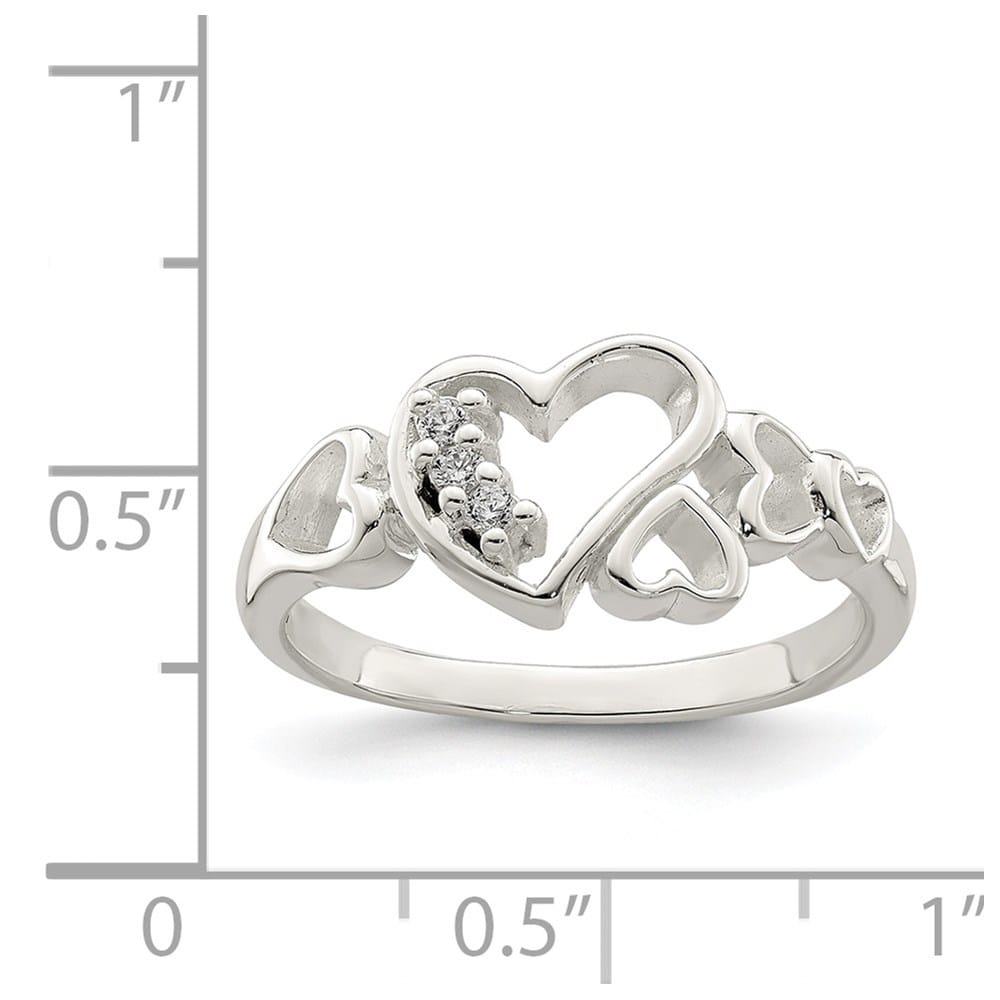 Sterling Silver 3 mm CZ Heart Ring