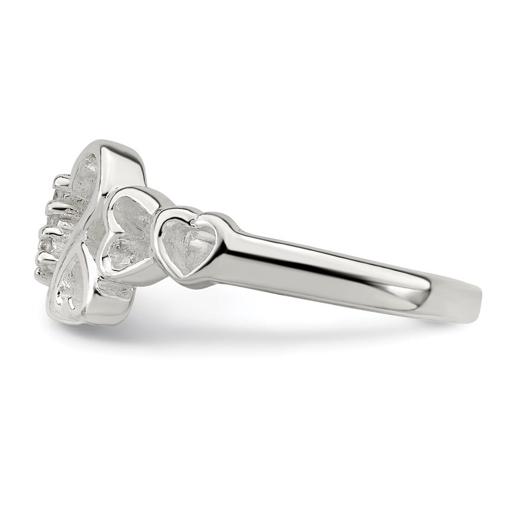 Sterling Silver 3 mm CZ Heart Ring