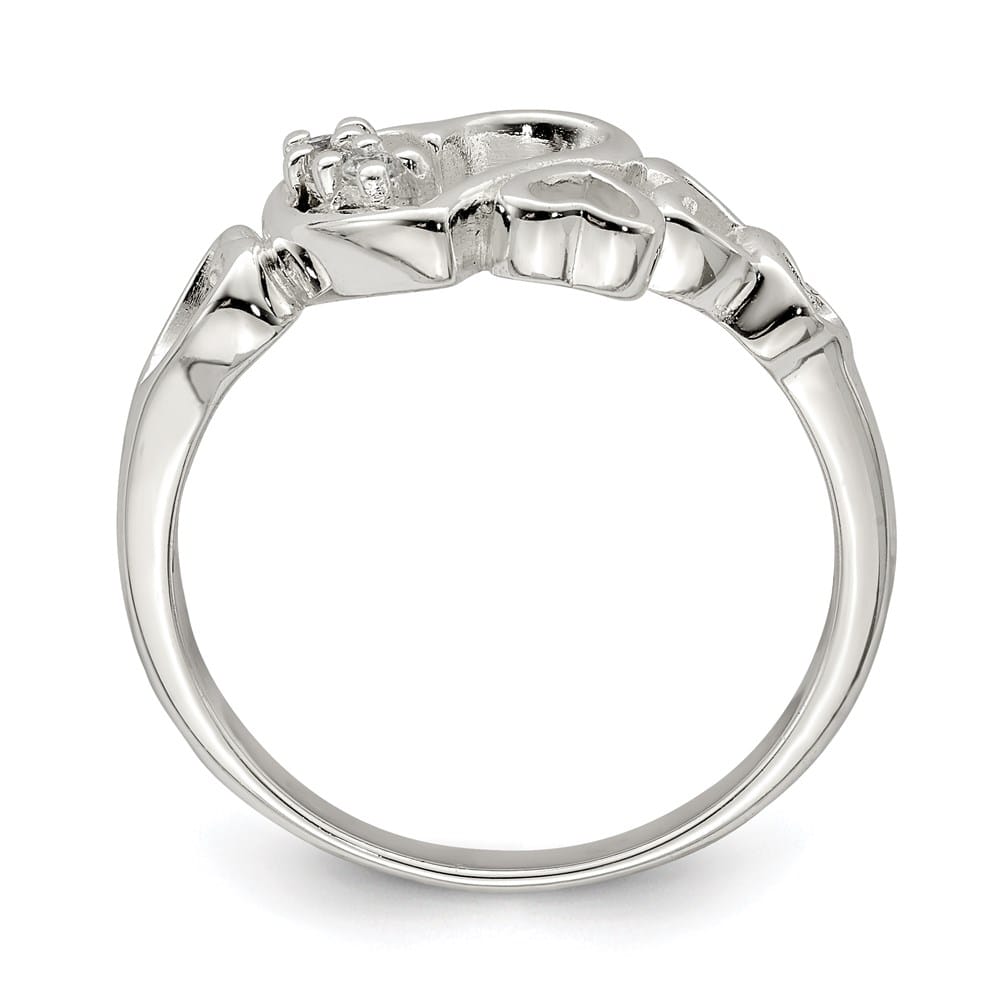 Sterling Silver 3 mm CZ Heart Ring