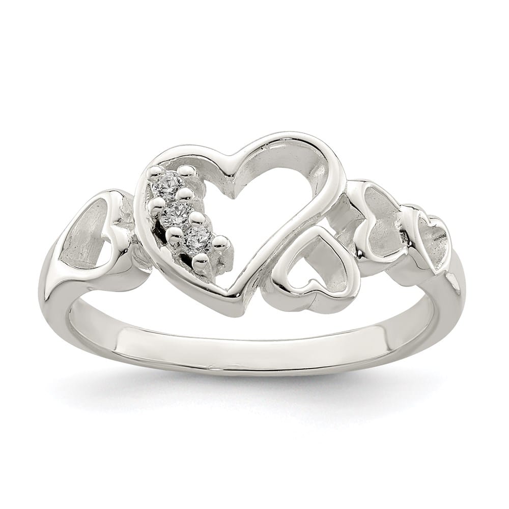 Sterling Silver 3 mm CZ Heart Ring