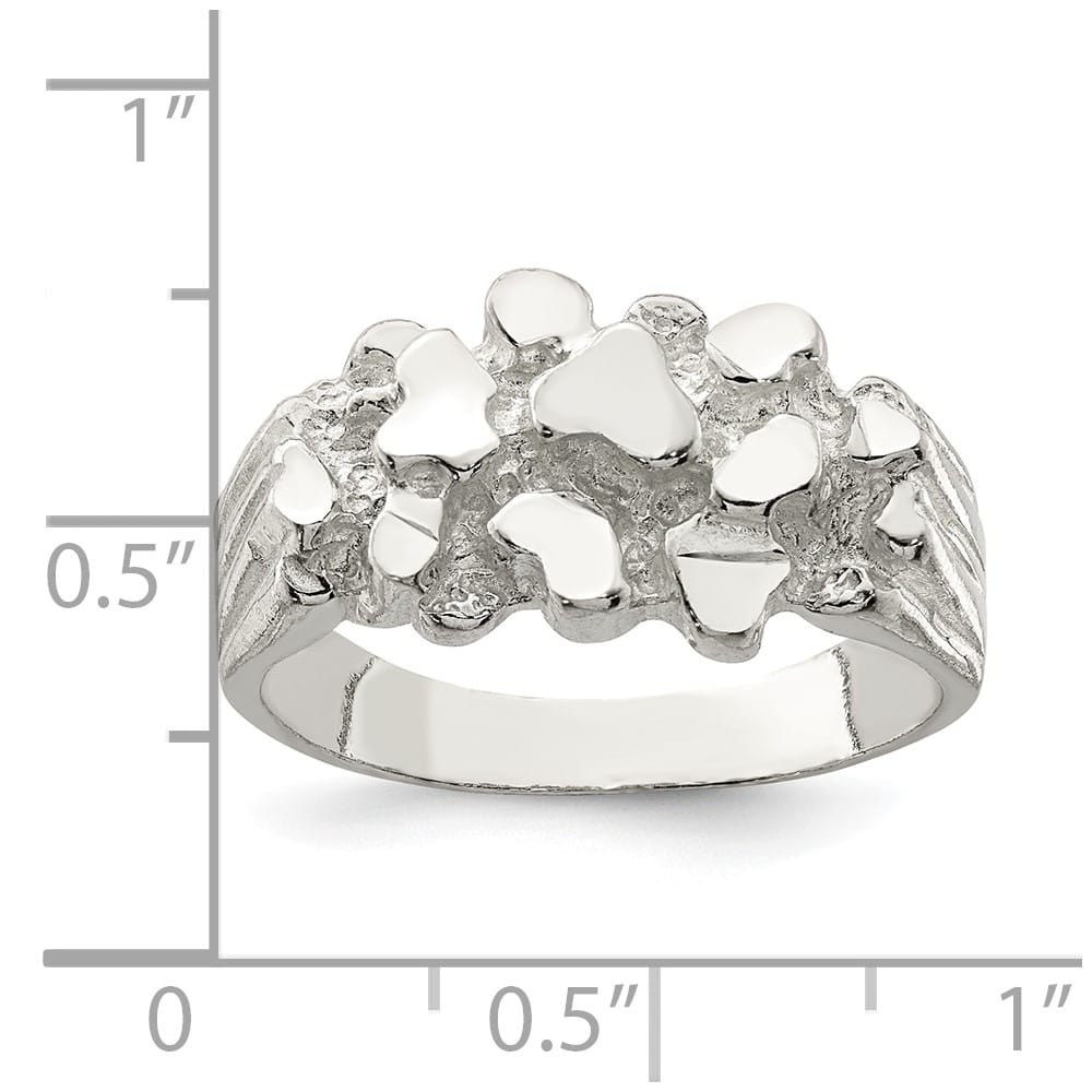 Sterling Silver 3 mm Nugget Men's Ring