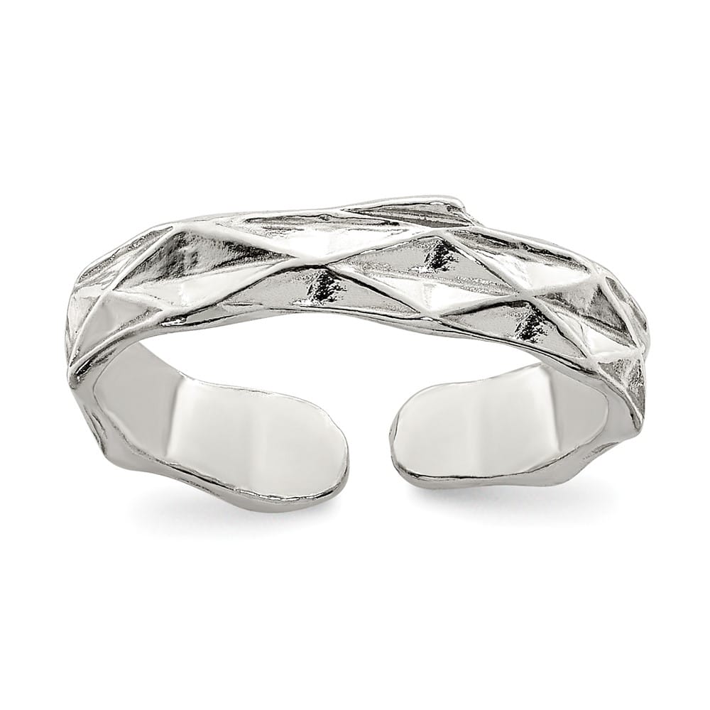 Sterling Silver 3 mm Textured Toe Ring, 1.06 g