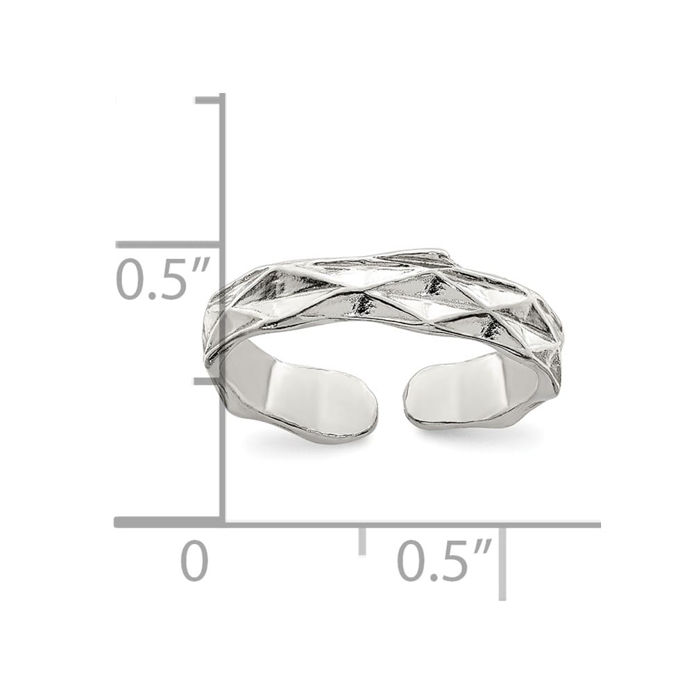 Sterling Silver 3 mm Textured Toe Ring, 1.06 g