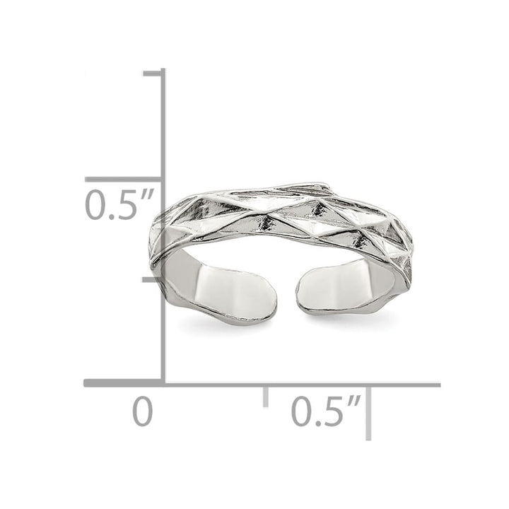 Sterling Silver 3 mm Textured Toe Ring, 1.06 g
