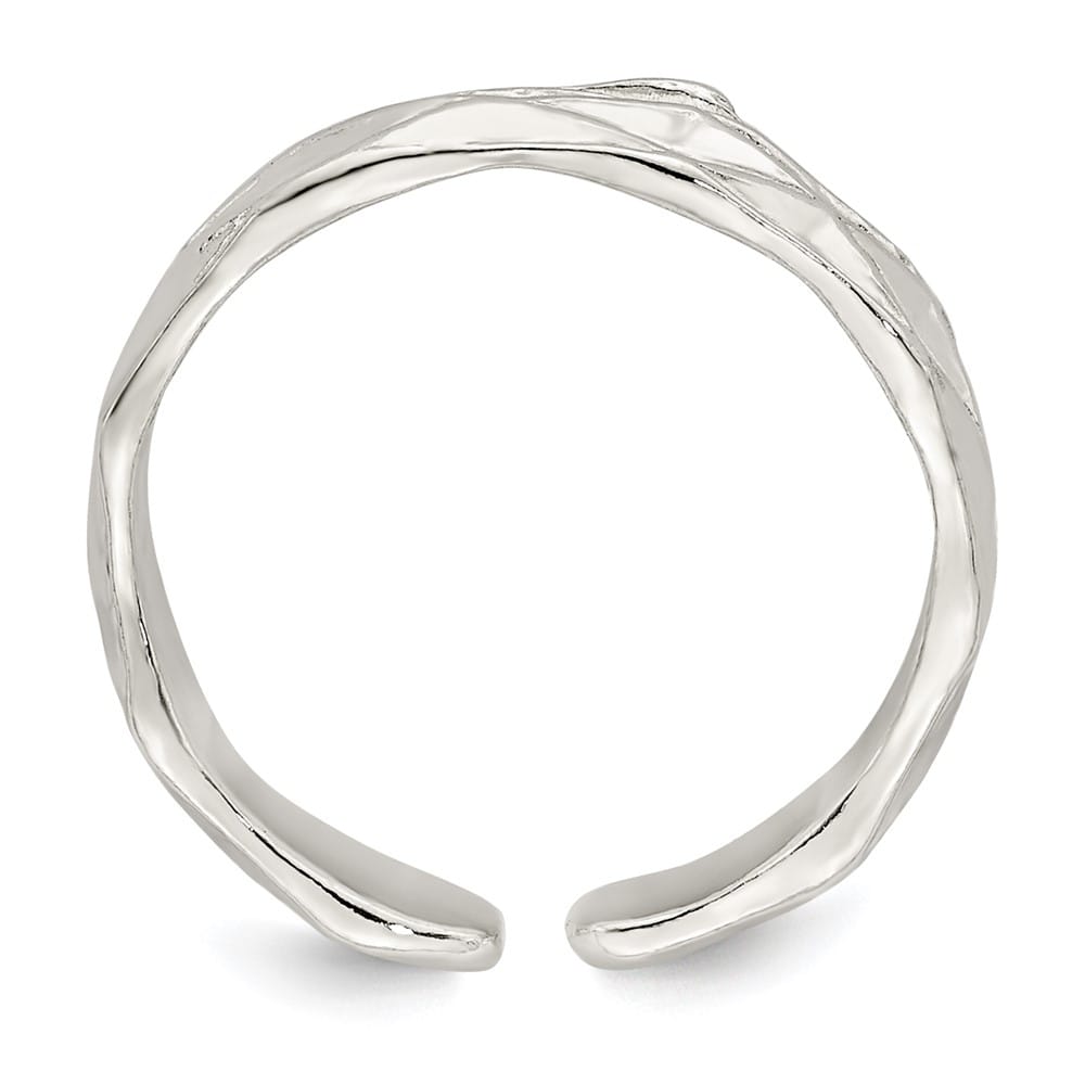 Sterling Silver 3 mm Textured Toe Ring, 1.06 g