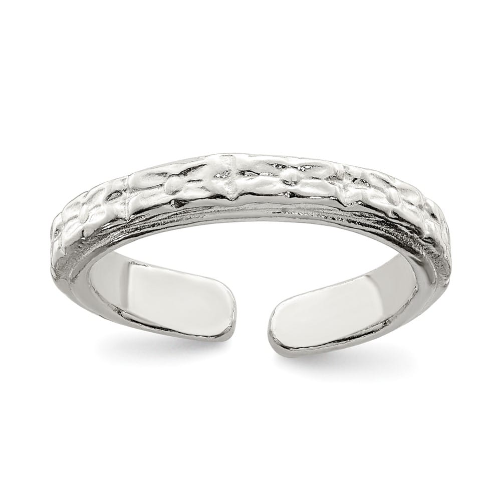 Sterling Silver 3 mm Textured Toe Ring, 1.35 g