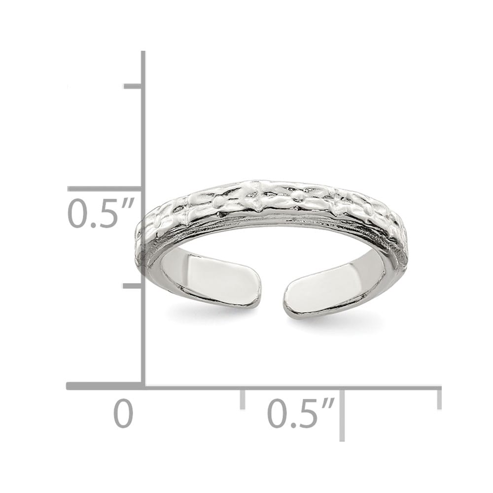 Sterling Silver 3 mm Textured Toe Ring, 1.35 g