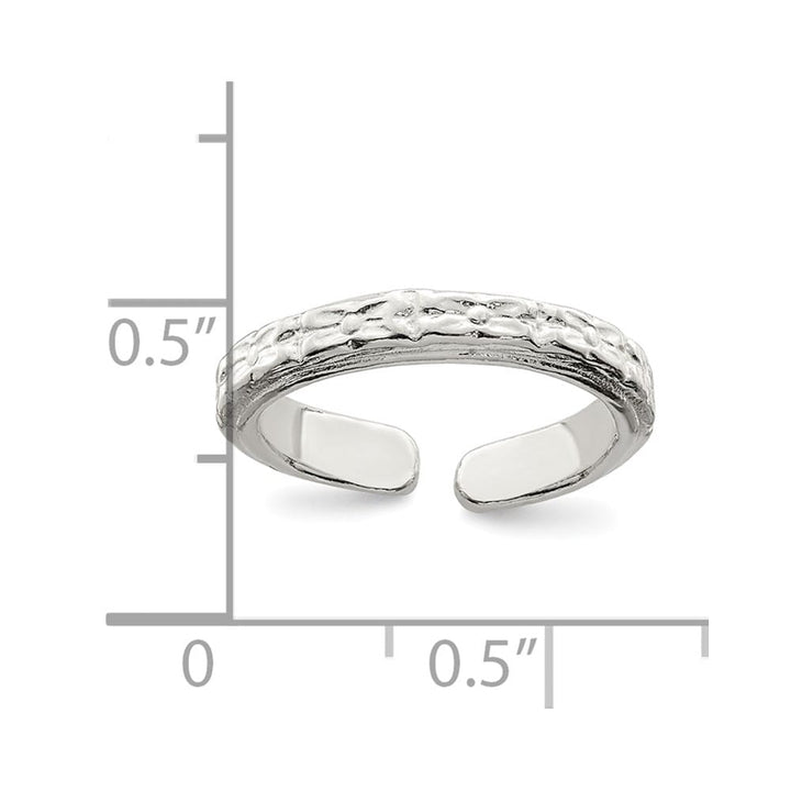 Sterling Silver 3 mm Textured Toe Ring, 1.35 g