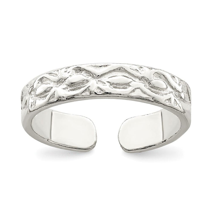 Sterling Silver 3 mm Textured Toe Ring, 1.53 g