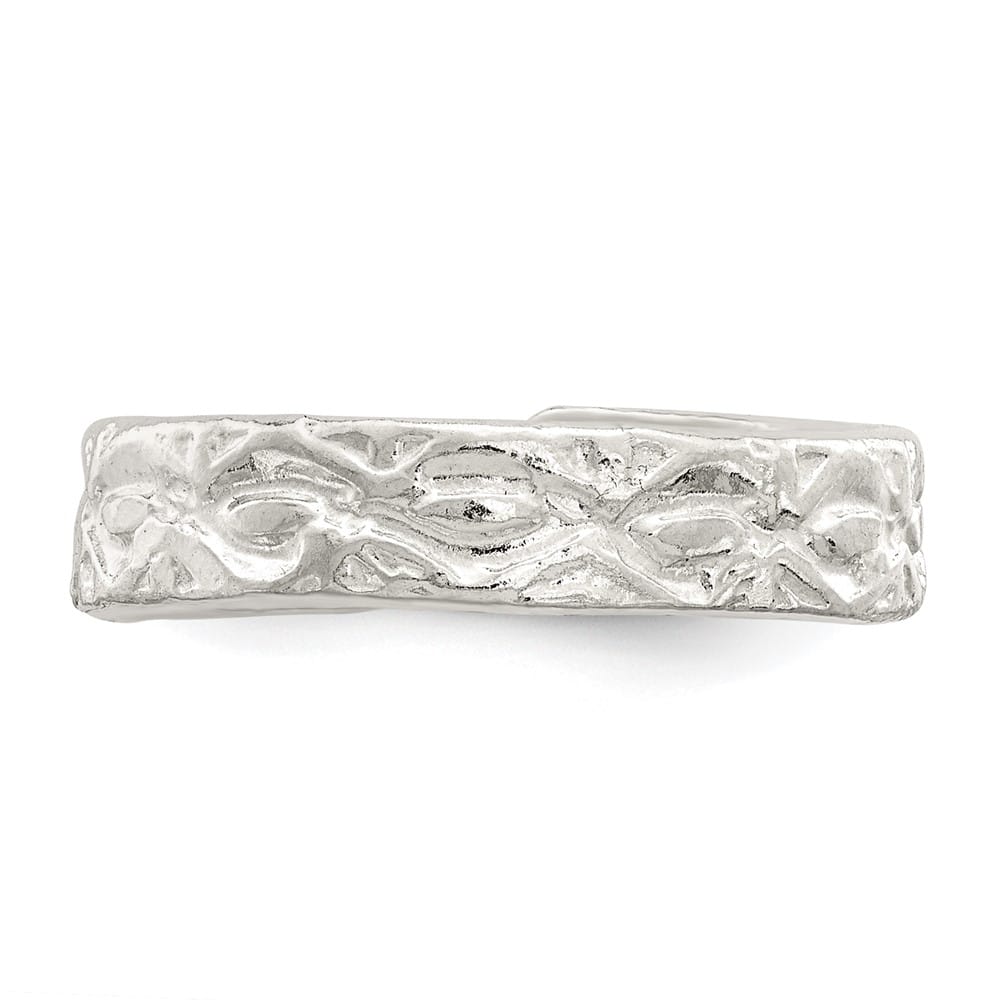 Sterling Silver 3 mm Textured Toe Ring, 1.53 g