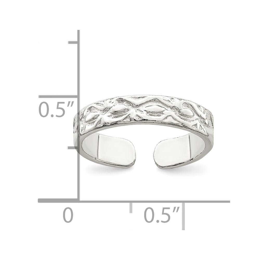 Sterling Silver 3 mm Textured Toe Ring, 1.53 g