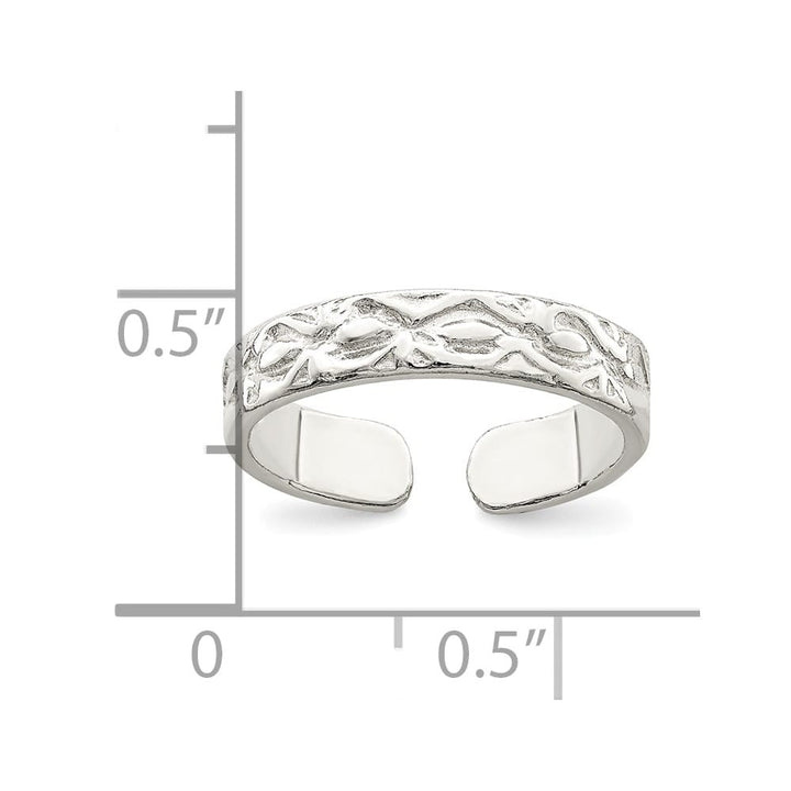 Sterling Silver 3 mm Textured Toe Ring, 1.53 g