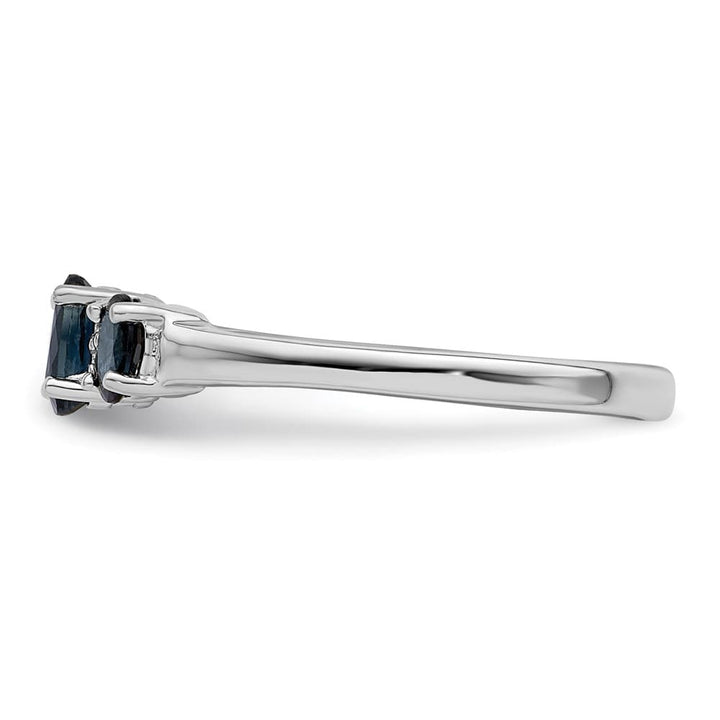 Sterling Silver 3 Oval Sapphire & Diamond Ring