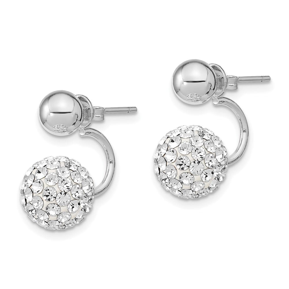 Sterling Silver 3 pair Mop & Crystal Front Dangle Back Set Earrings, view 7 of 7