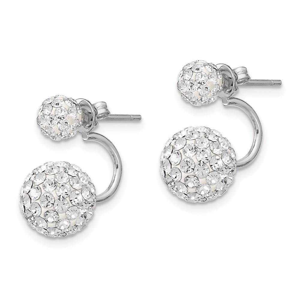 Sterling Silver 3 pair Mop & Crystal Front Dangle Back Set Earrings, view 6 of 7