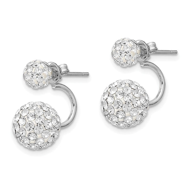 Sterling Silver 3 pair Mop & Crystal Front Dangle Back Set Earrings, view 6 of 7
