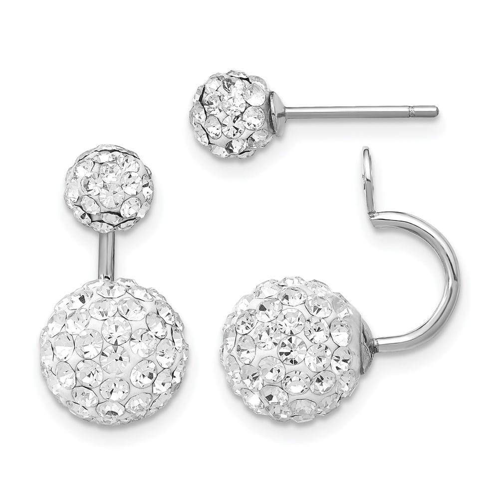 Sterling Silver 3 pair Mop & Crystal Front Dangle Back Set Earrings, view 4 of 7