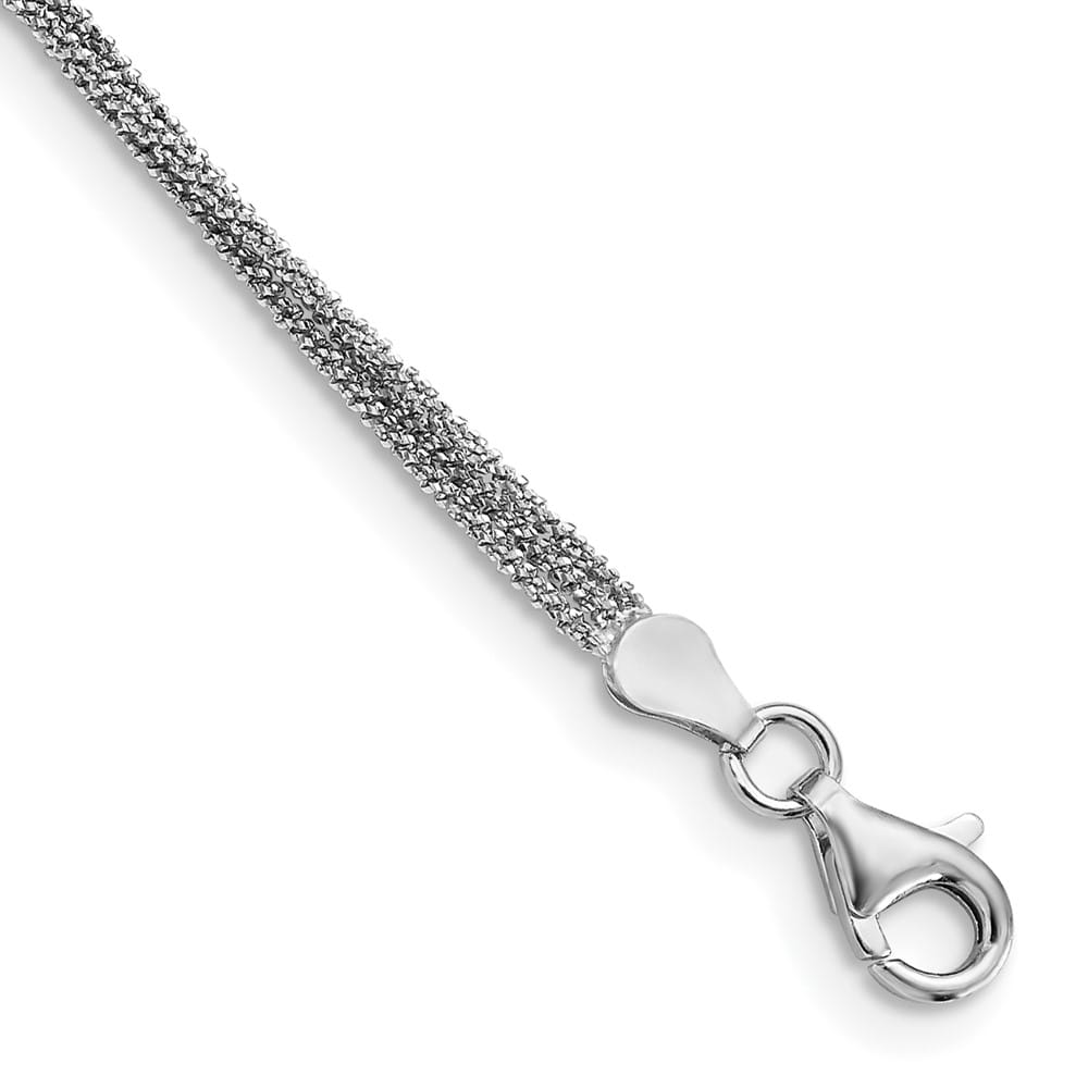 Sterling Silver 3-Strand Anklet — .925 sterling silver, 9 inches long, 1 inch extension, 5 mm wide, lobster clasp, 3.83 g
