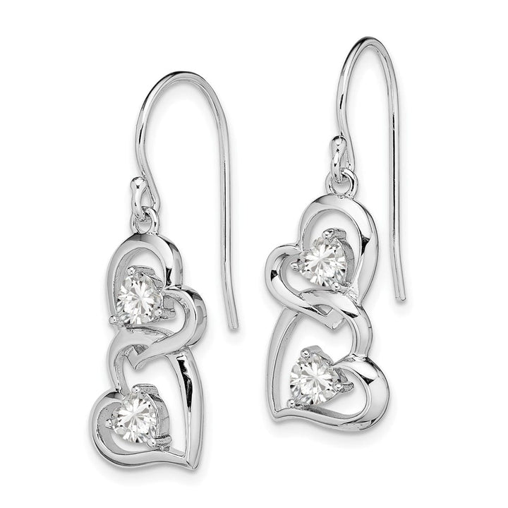 Sterling Silver 33mm CZ Heart Shepherd Hook Earrings